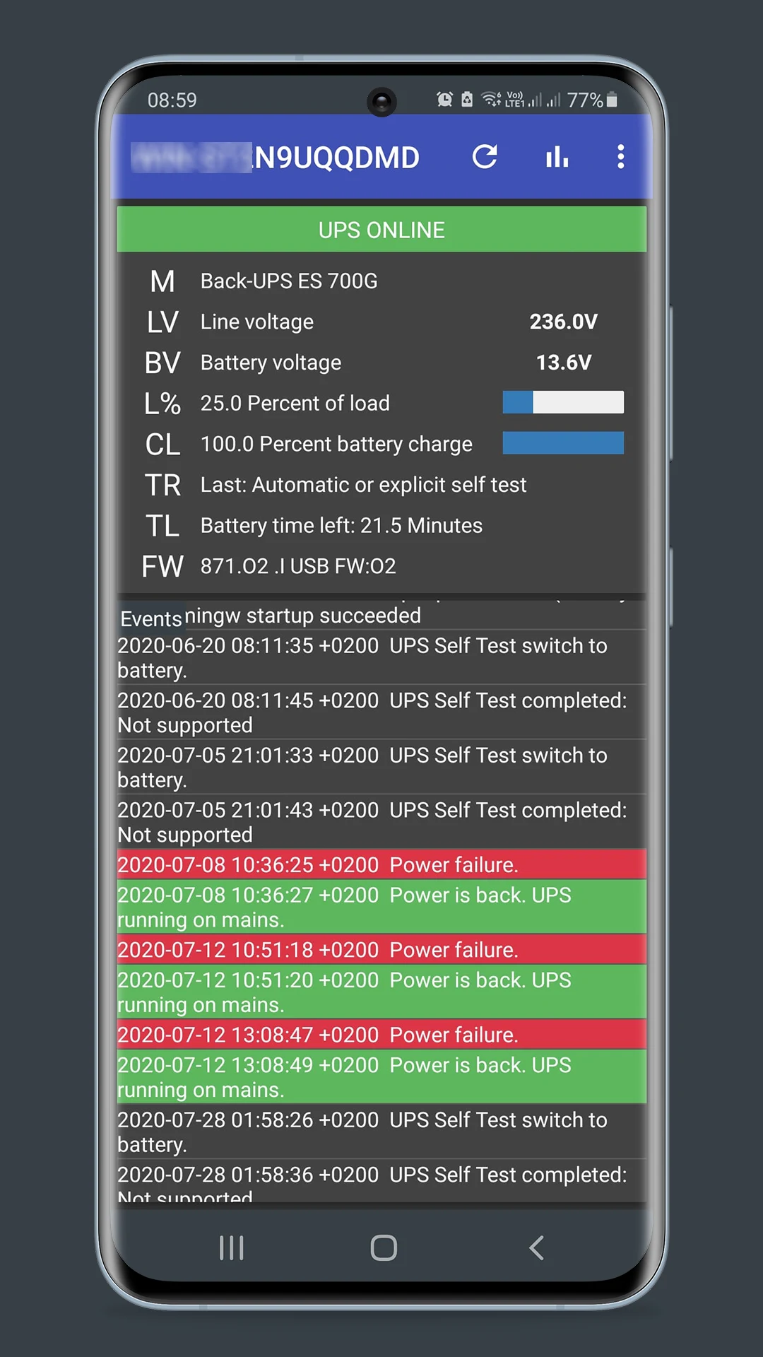 APCUPSD Monitor screenshot